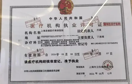 Shanghai Shengya Medical Aesthetic Clinic 医疗机构执业许可证